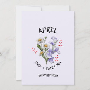 APRIL Birth Month Flower Birthday Card
