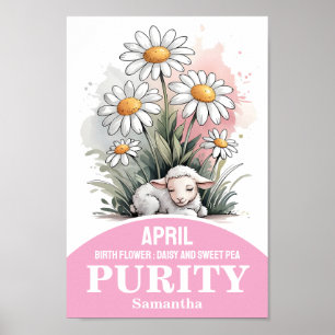 April Birth Month Flower Christian Nursery Art Poster