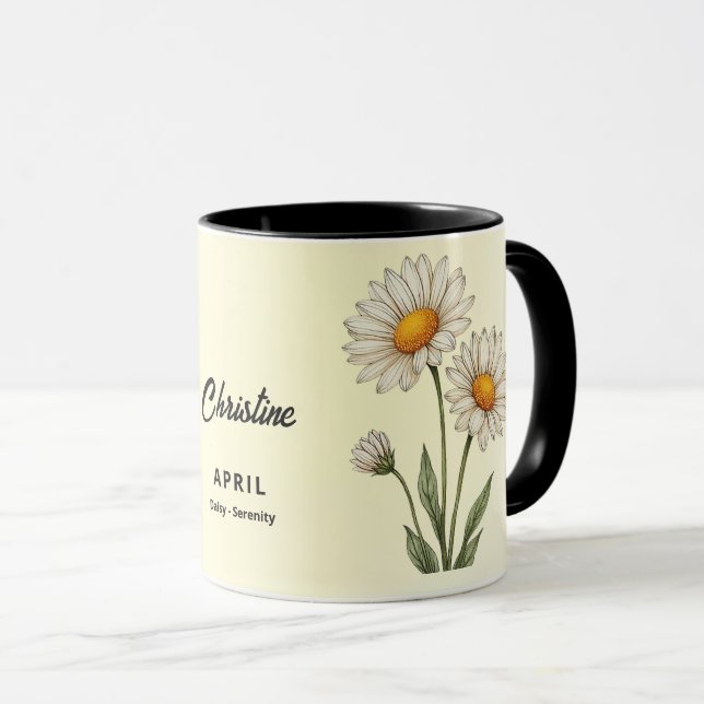 April Birth Month Flower Custom Coffee Mug (Front Right)