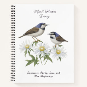 April Birth Month Flower Daisy Cherished Birthday Notebook
