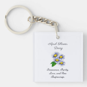 April Birth Month Flower Daisy Fresh and Simple  Key Ring