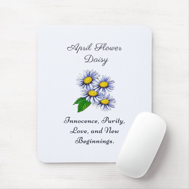 April Birth Month Flower Daisy Fresh and Simple  Mouse Mat (With Mouse)