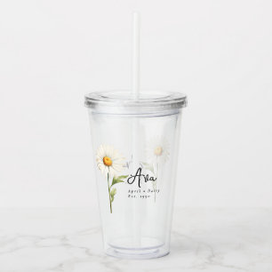 April Birth Month Flower Daisy Personalised Acrylic Tumbler