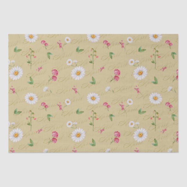 April Birth Month Flowers Daisy Sweet Pea  Tissue Paper (Front)