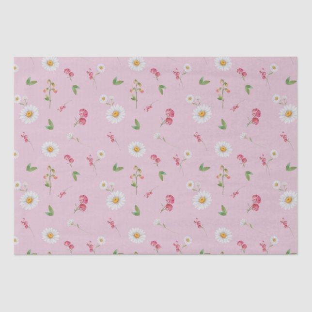April Birth Month Flowers Daisy Sweet Pea  Tissue Paper (Front)