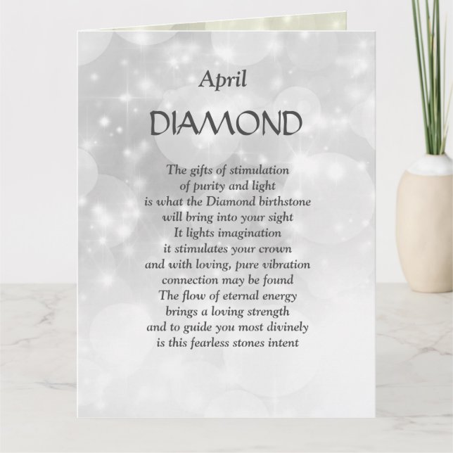 April Birthday Birthstone Diamond Greeting Card (Front)