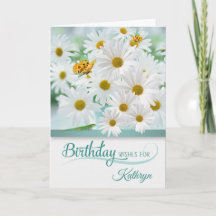 April Birthday Daisies with Butterflies with Name