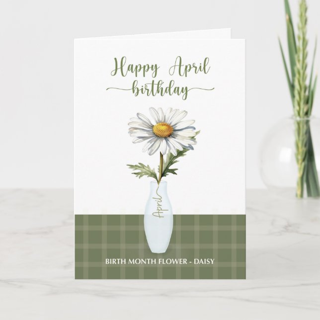 April Birthday Daisy Birth Month Flower  Card (Front)