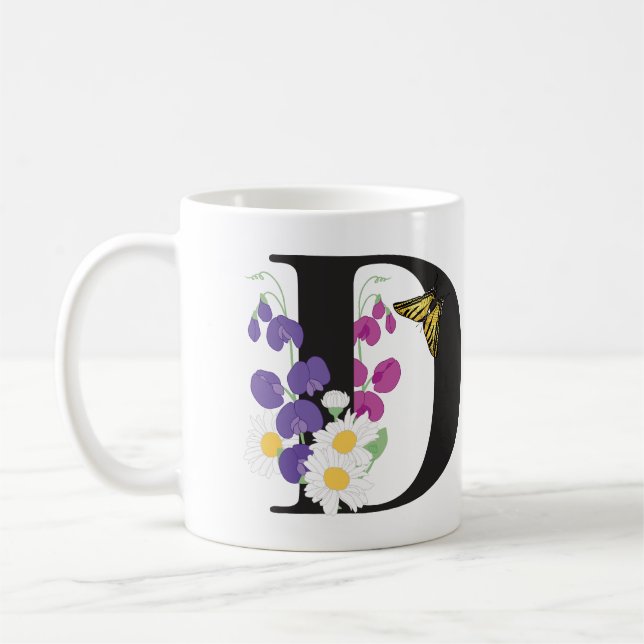 April Birthday Flowers -Initial D Coffee Mug (Left)