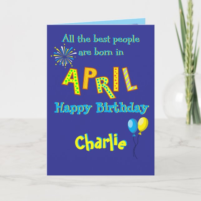 April Birthday Folded Greeting Card (Front)