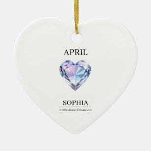 April Birthstone Birthday Name Diamond Ceramic Tree Decoration