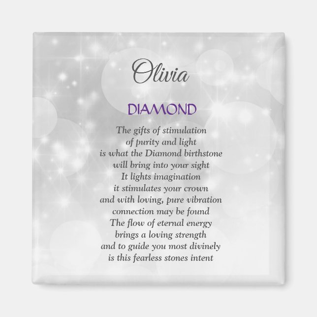 April Birthstone Diamond design Magnet (Front)