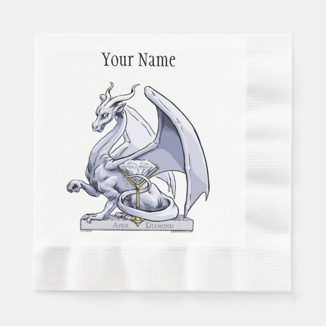 April Birthstone Dragon: Diamond Napkin (Front)