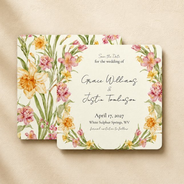 April Blossom Garden Daffodil Save the Date (Creator Uploaded)
