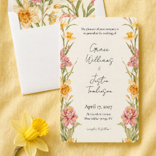 April Blossom Garden Daffodil Wedding Invitation
