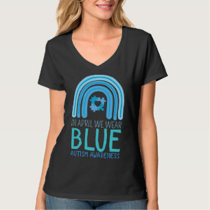 April Blue Special Rainbow Ribbon Autism Awareness T-Shirt
