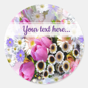 April Bouquet Birthday Classic Round Sticker