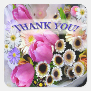 April Bouquet  Birthday Greeting Square Sticker