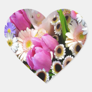 April Bouquet Heart Sticker