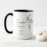 April Bridesmaid | Sweet Pea Birth Flower Mug<br><div class="desc">Give your bridesmaid a heartfelt thank you gift with this personalised sweet pea birth flower mug. Designed for those born in April, this elegant mug features a delicate line-art sweet pea symbolising beauty and meaning. The modern minimalist typography includes a handwritten script for the bridesmaid's name, making it a truly...</div>