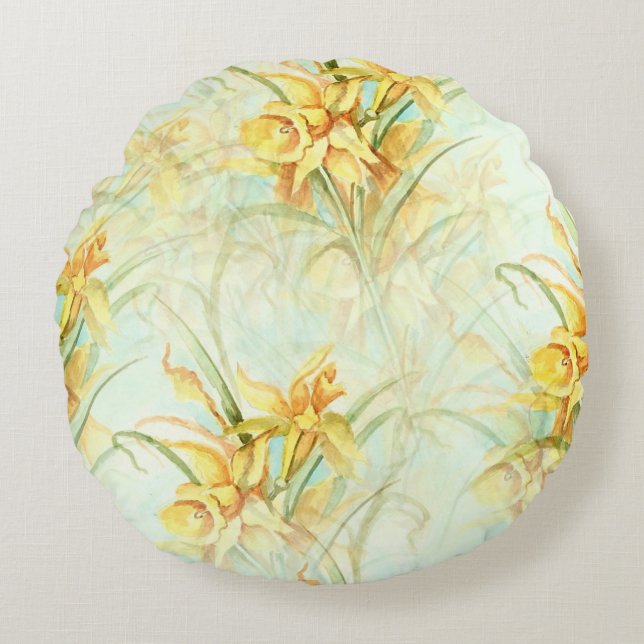 April Daffodils  Round Cushion (Front)