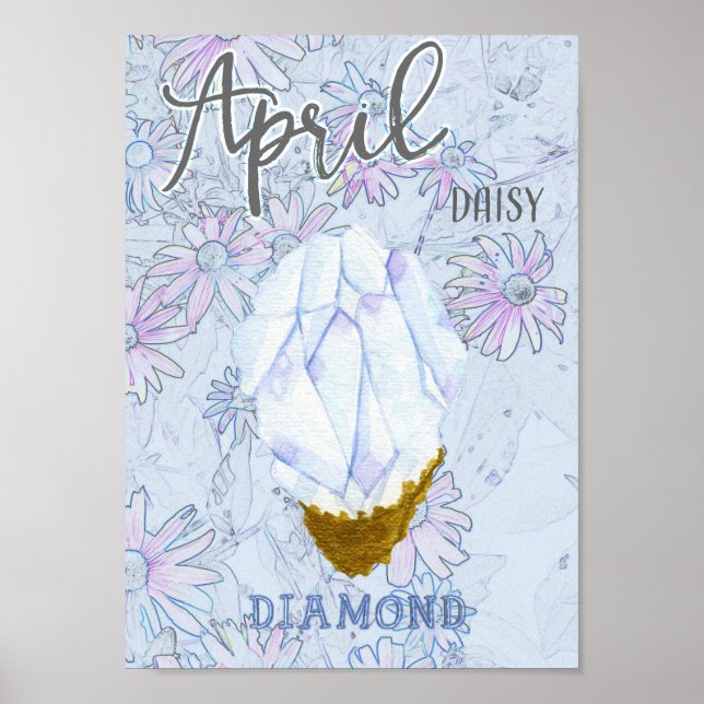 April Daisy and Diamond Birthday Poster (Front)
