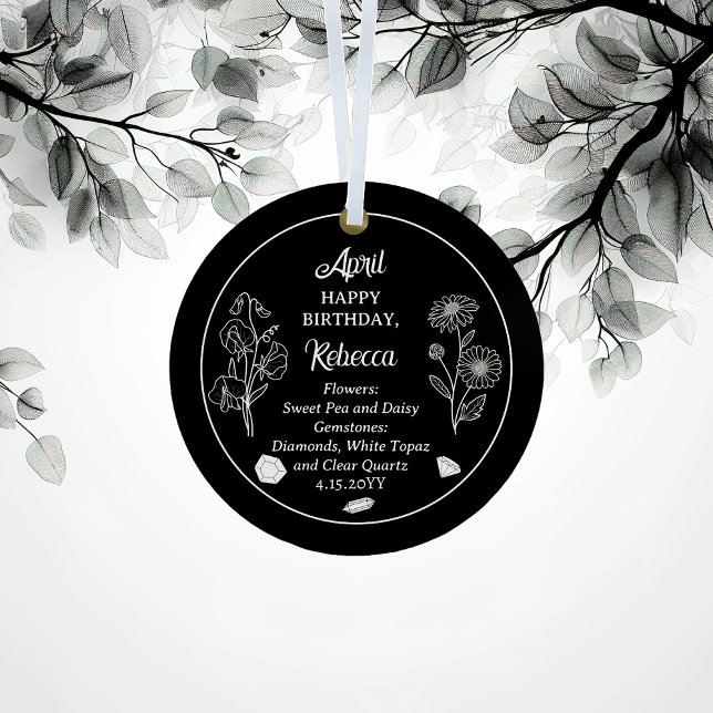 April Daisy and SweetPea Birthday Keepsake Metal Tree Decoration (April Daisy and Sweet Pea Birthday Keepsake Metal Ornament)