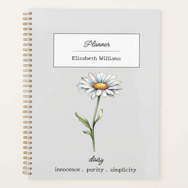 APRIL DAISY BIRTH FLOWER PERSONALIZED  PLANNER (Front)