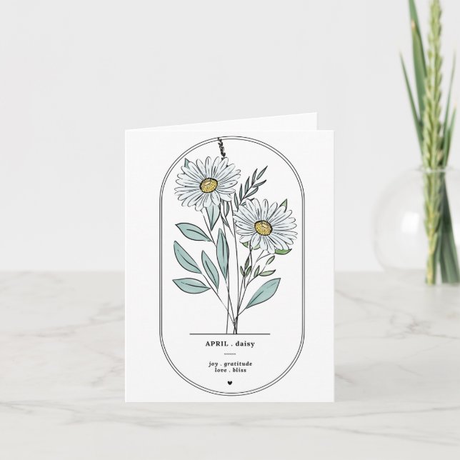 April Daisy Birth Flower Print Note Card (Front)