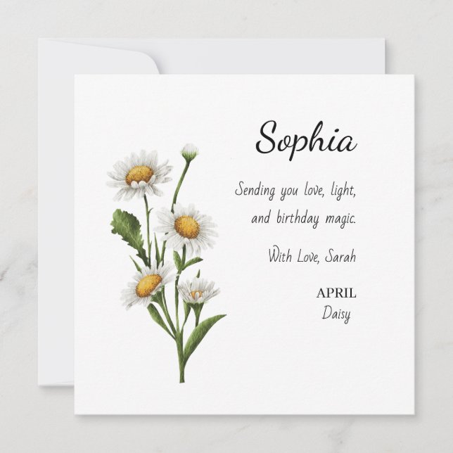 April Daisy Personalised Birthday Card (Front)