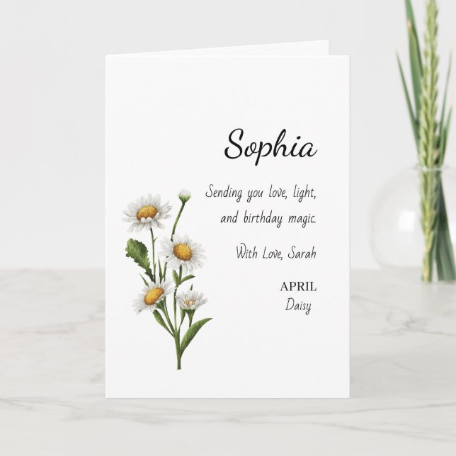 April Daisy Personalised Birthday Card (Front)