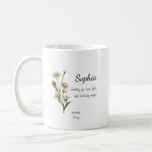 April Daisy Personalised Birthday Coffee Mug