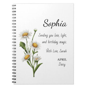 April Daisy Personalised Birthday Notebook