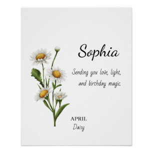 April Daisy Personalised Birthday Poster