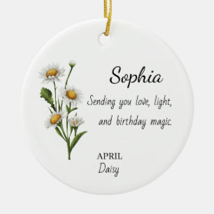 April Daisy Personalized Birthday Ceramic Tree Decoration