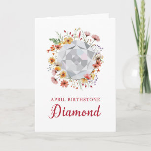 April Diamond Birthday With Wildflowers Card