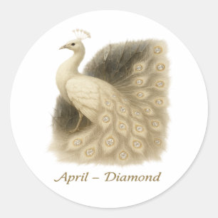 April – Diamond Peacock Classic Round Sticker