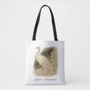 April – Diamond Peacock Tote Bag