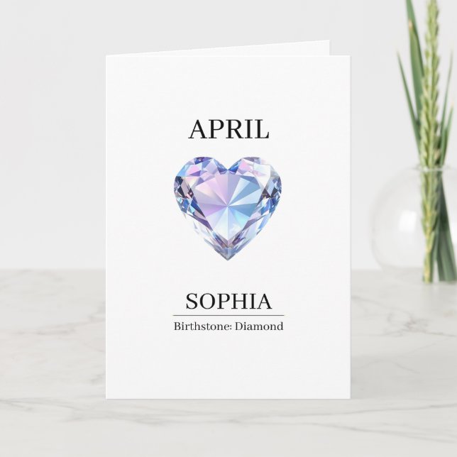 April Diamond Personalised Birthday Card (Front)