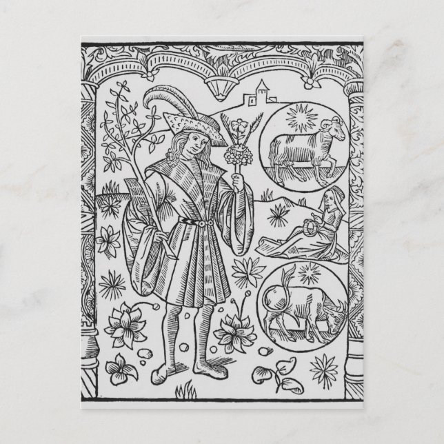 April, flowers, Aries Postcard (Front)