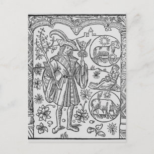 April, flowers, Aries Postcard