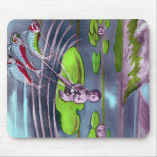 April Fool Vintage French Postcard Mouse Mat