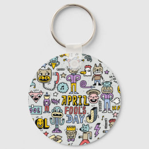 April Fools: Colorful Doodle Set. Key Ring