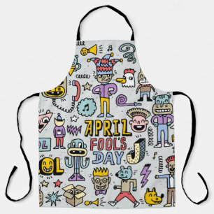 April Fools: Colourful Doodle Set. Apron
