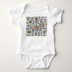 April Fools: Colourful Doodle Set. Baby Bodysuit