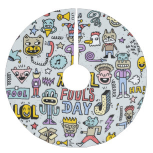 April Fools: Colourful Doodle Set. Brushed Polyester Tree Skirt