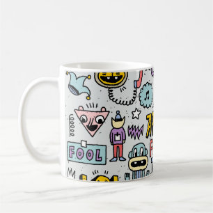 April Fools: Colourful Doodle Set. Coffee Mug