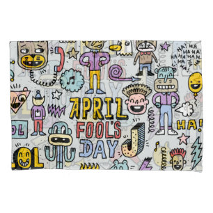 April Fools: Colourful Doodle Set. Pillowcase