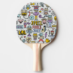 April Fools: Colourful Doodle Set. Ping Pong Paddle