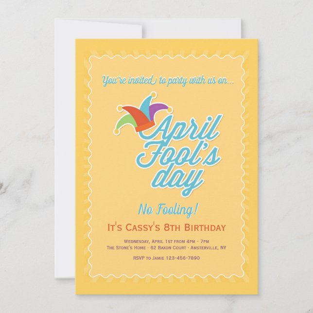 April Fool's Day Birthday Party Invitation (Front)